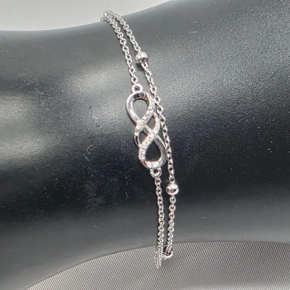 🩵⏭️NIB Sterling Silver Infinity Double Layer Bracelet - Picture 6 of 16